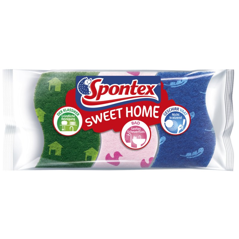 Spontex schoonmaakspons set Sweet Home, 3 stuks